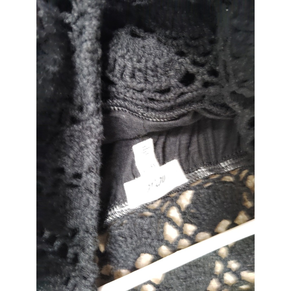 Women's Cotton Aerie Black Boho Crochet Knit Maxi Dress XS Pockets Stretch - Picture 4 of 7